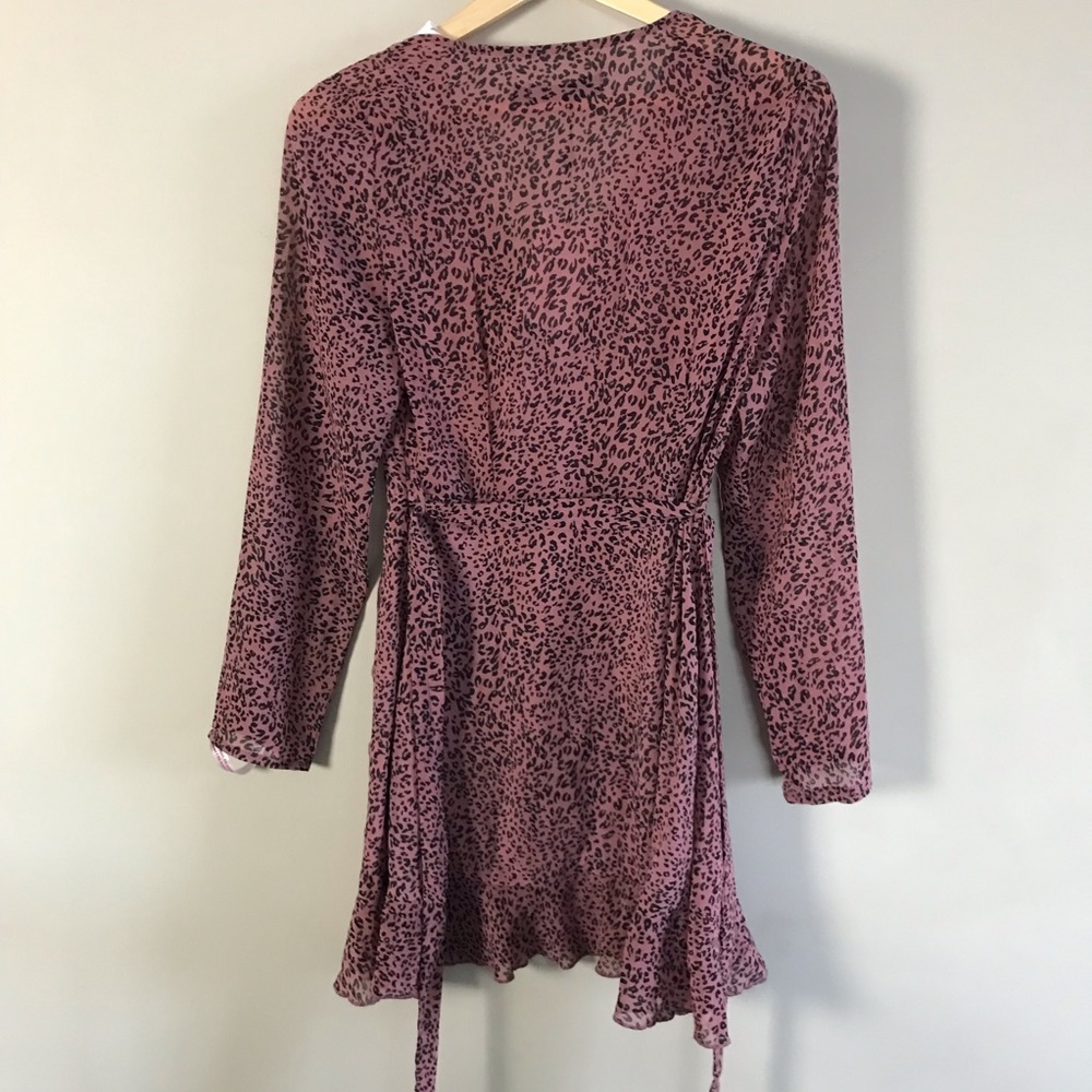 NWT Pink Leopard Print Misguided Wrap Dress - Picture 9 of 9